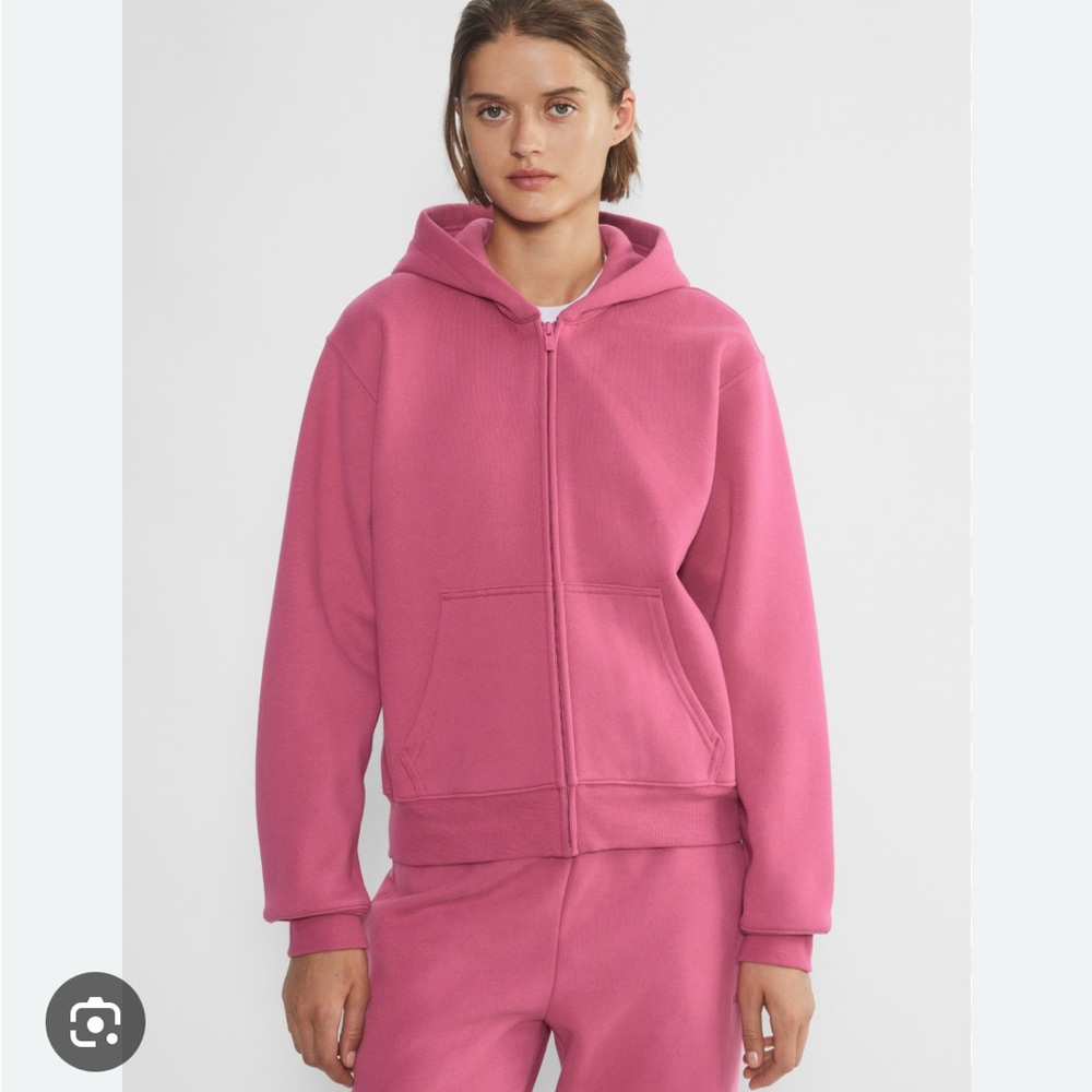 Aritzia Pink Zip-Up Hoodie boxy fit